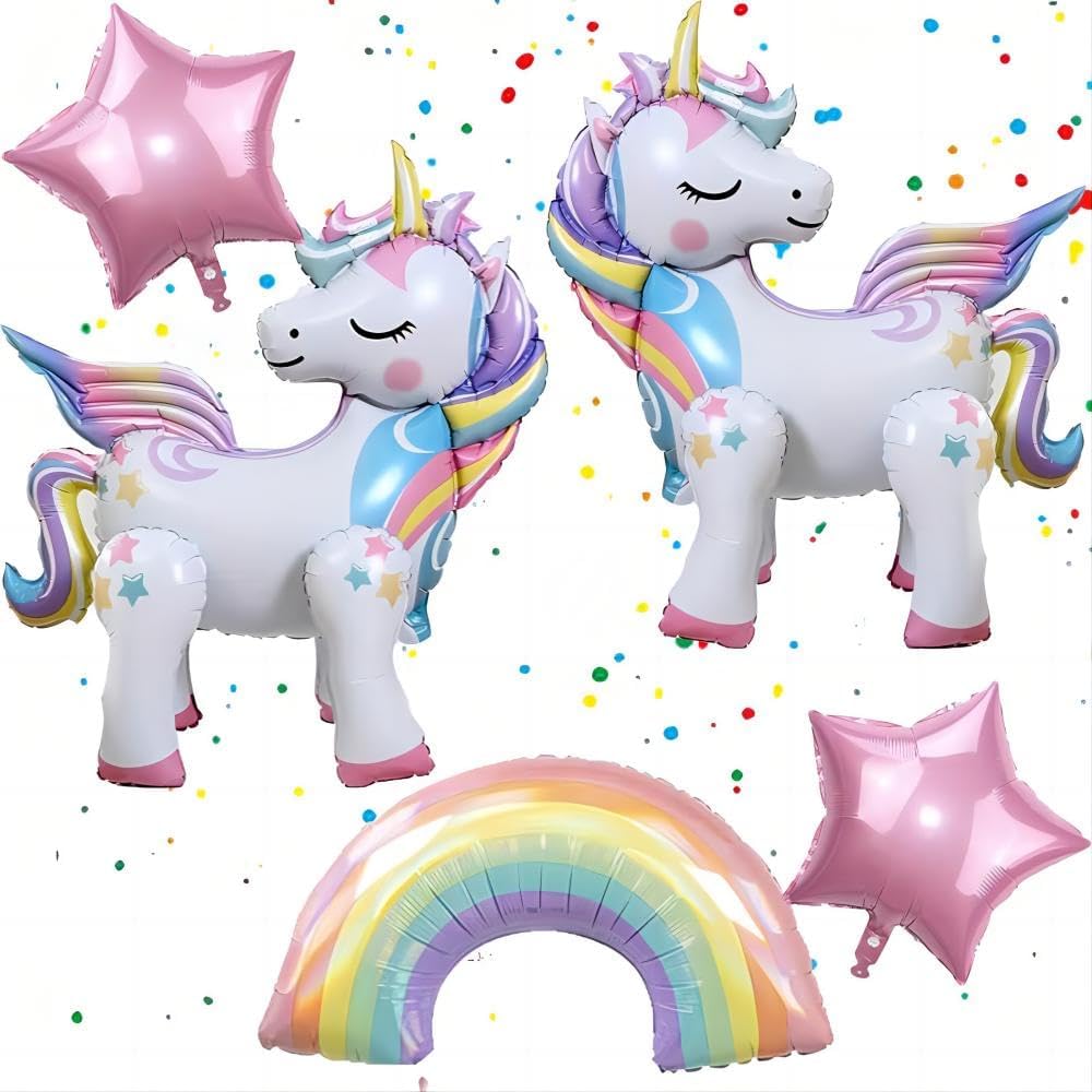 5 Pcs Self Standing Unicorn Balloons