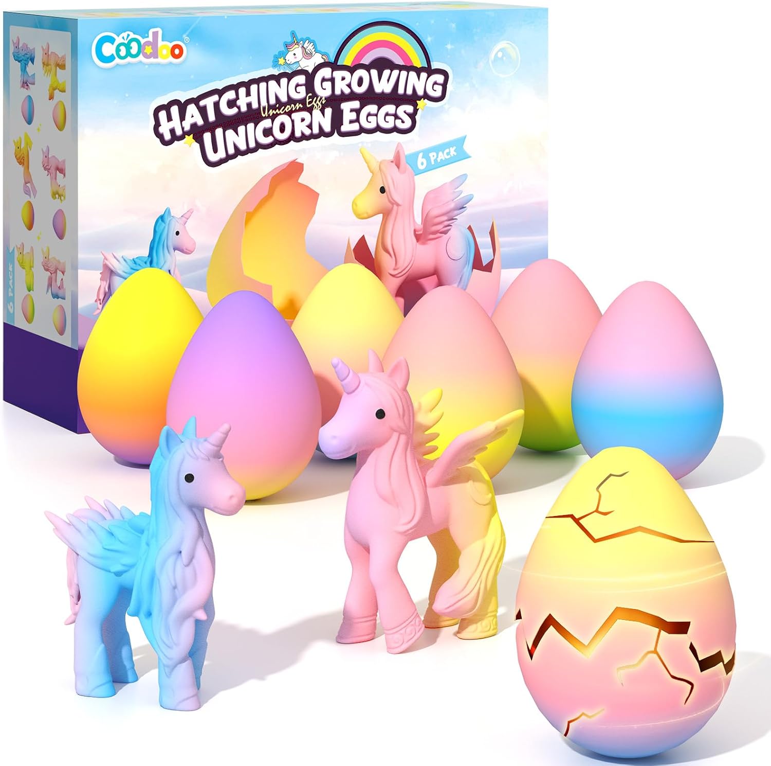 Unicorn Hatching Rainbow Eggs 6 Pcs