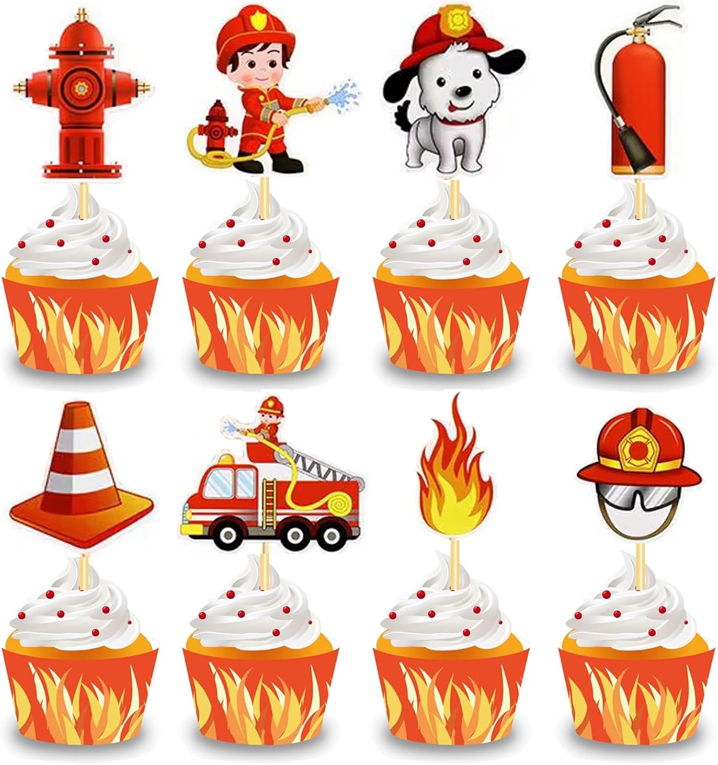 Firefighter Cake Toppers 24 Pcs