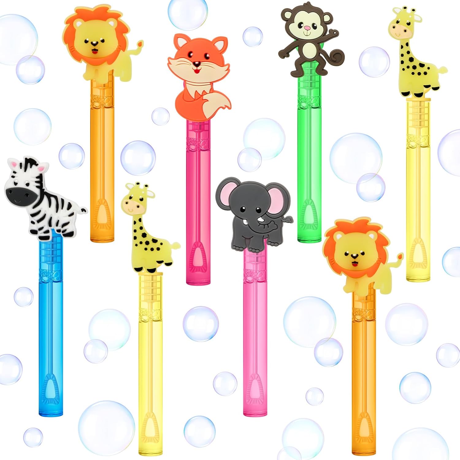 24 Jungle Animal Party Favors Bubble Wands