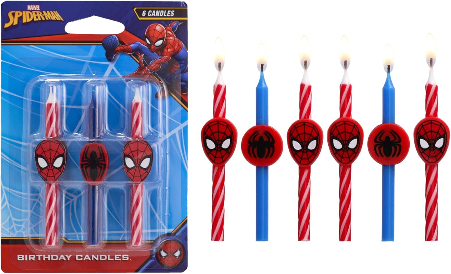 Spiderman Birthday Candles 6 Pcs