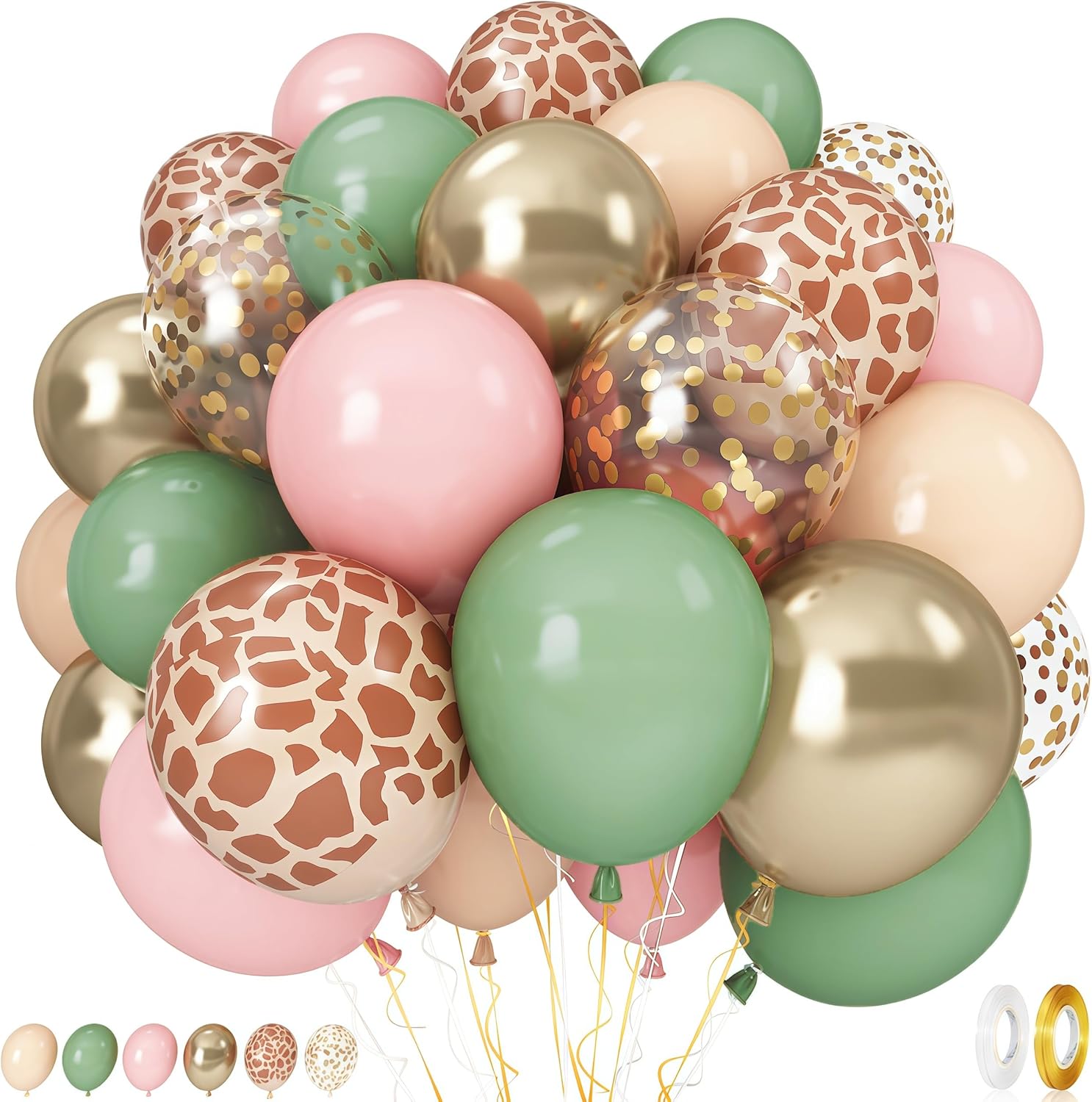 Pink Jungle Safari Balloons, 60PCS