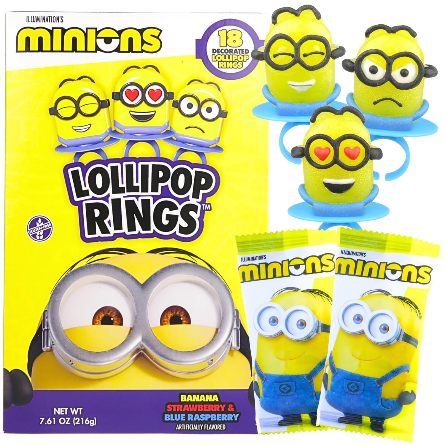 Minions Lollipop Rings 18 Pcs