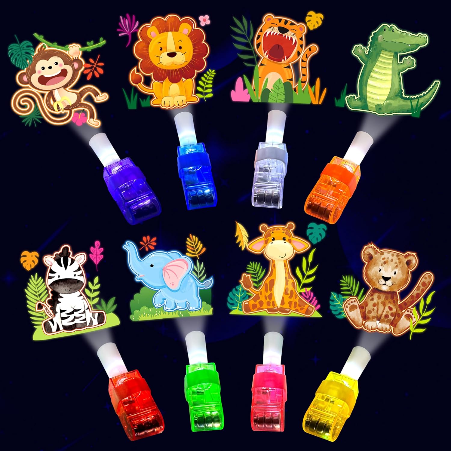 24PCS Jungle Safari Party Favors - LED Finger Lights