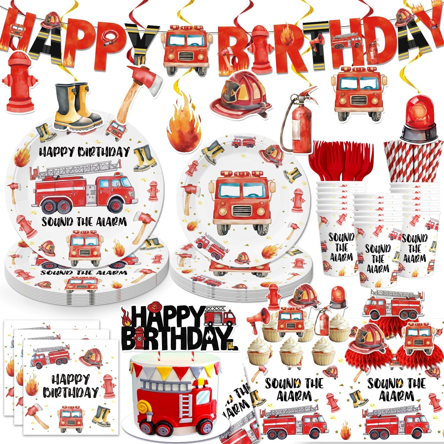 Fire Truck Birthday Kit 177 Pcs
