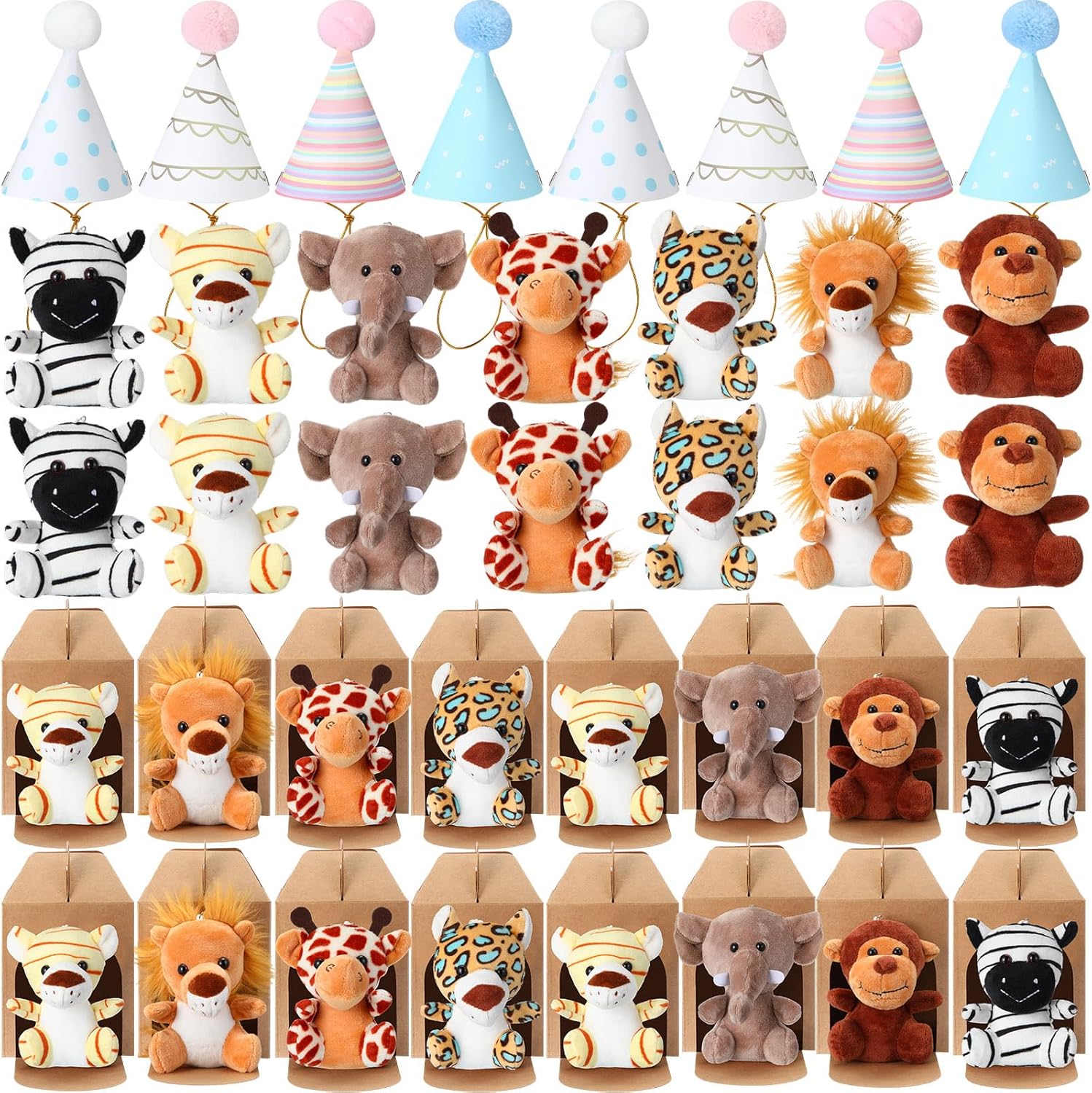 20 Pcs Safari Mini Jungle Animal Plush Toys
