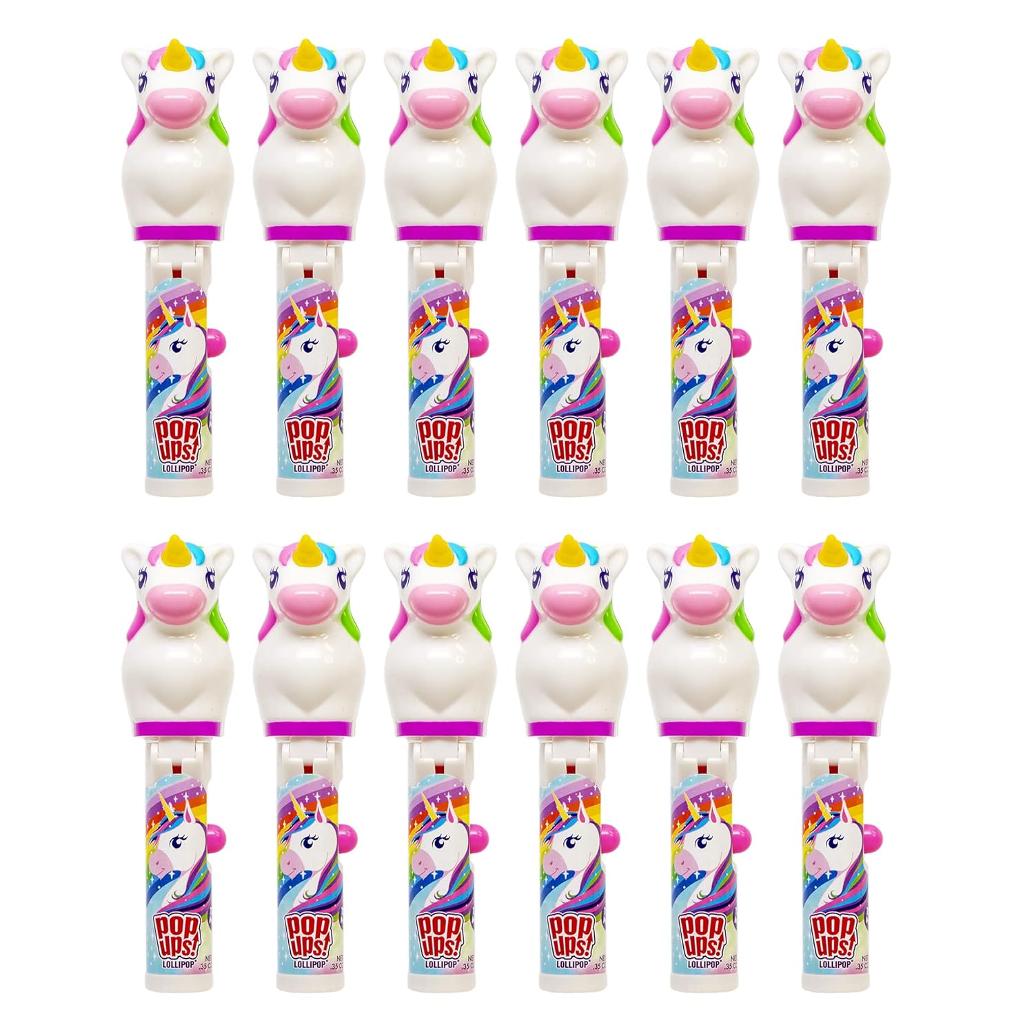 Unicorn Push Pop Lollipops 12 Pcs