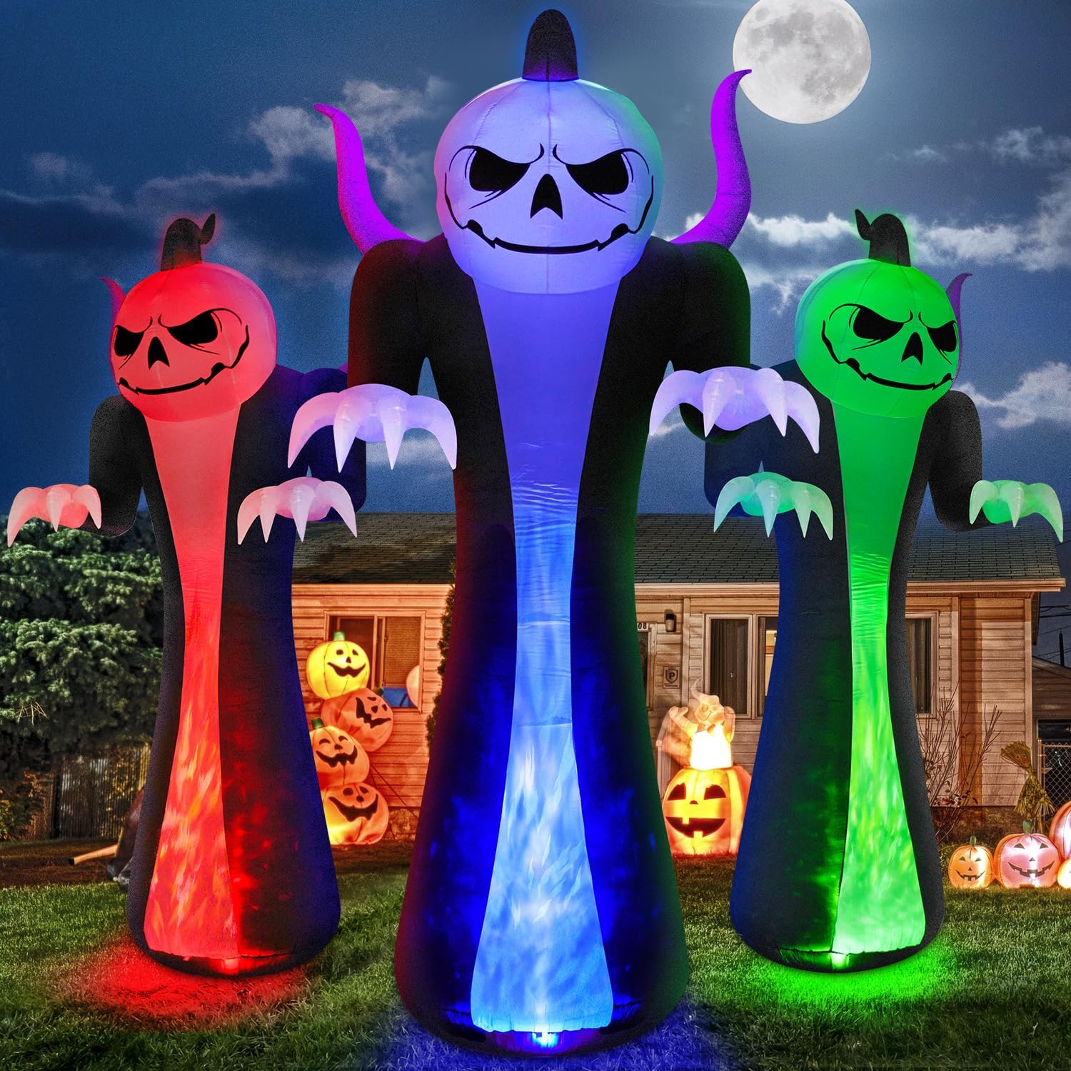 12FT Giant Pumpkin Reaper Ghost (Flame LEDs)