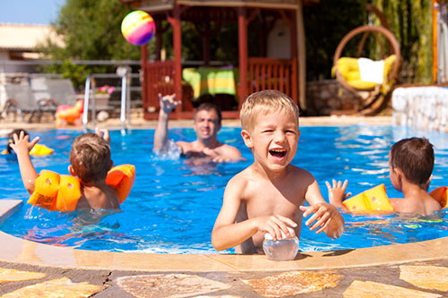 Pool party inflatable obstacle course integration